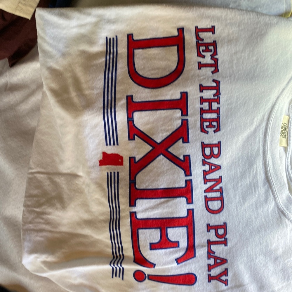 Comfort Colors white t-shirt   Size L Let The Band Play Dixie